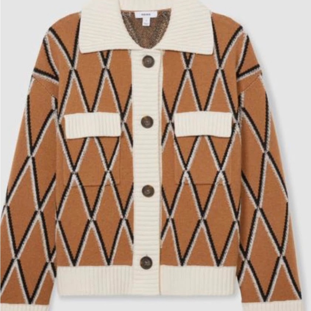 Reiss Tan and Cream Patterned Blazer - Picture 3 of 8